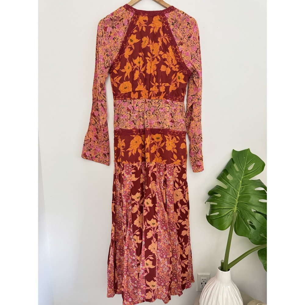Free People Bohemian Retro 70s Gypsy Fall Floral Tilda Maxi Dress NEW - Picture 13 of 13